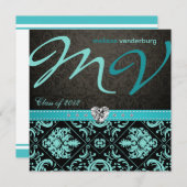 Elegante Aqua blue Class of 2012 Graduation Invite Einladung (Vorne/Hinten)
