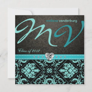 Elegante Aqua blue Class of 2012 Graduation Invite Einladung