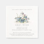 Elegante Aqua Blue Floral Teapot Facts Wedding Serviette (Vorderseite)