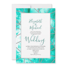 Elegante Aqua Blue Geometric Formal Wedding