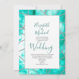 Elegante Aqua Blue Geometric Formal Wedding Einladung