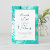 Elegante Aqua Blue Geometric Formal Wedding Einladung (Stehend Vorderseite)