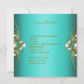 Elegante Aqua Blue Gold Diamond Image Einladung (Rückseite)