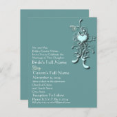 Elegante Aqua Blue Heart Swirl Einladung Hochzeit (Vorne/Hinten)