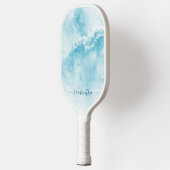 Elegante Aqua Blue Ocean Coastal Mit Monogramm Pickleball Schläger (Links)