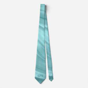Elegante Aqua Blue Swirl Muster Monogram Initials Krawatte