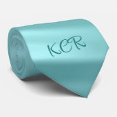 Elegante Aqua Blue Swirl Muster Monogram Initials Krawatte (Gerollt)