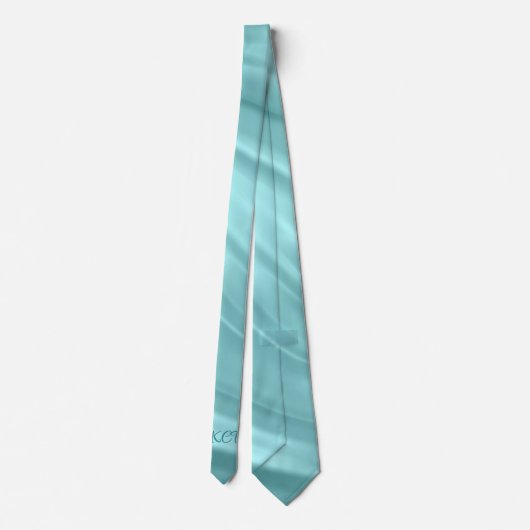 Elegante Aqua Blue Swirl Muster Monogram Initials Krawatte (Rückseite)