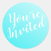 Elegante Aqua Blue Umschlag Aufklebers Runder Aufkleber (Vorderseite)