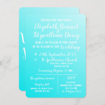 Elegante Aqua Blue Wedding Einladung