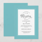 Elegante Aqua Blue Wedding Reception Chic Borders Begleitkarte (Vorne/Hinten)