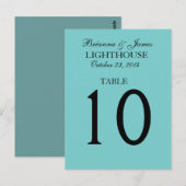 Elegante Aqua Blue Wedding Tischnummer Card (Vorne/Hinten)