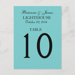 Elegante Aqua Blue Wedding Tischnummer Card