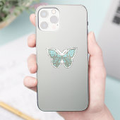 Elegante Aqua Botanischer Schmetterling Aufkleber (Telefon)