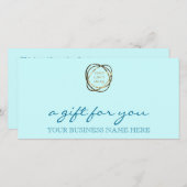 Elegante Aqua Custom Business Logo Geschenkkarte (Vorne/Hinten)
