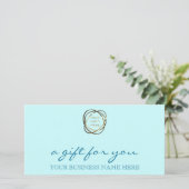 Elegante Aqua Custom Business Logo Geschenkkarte (Stehend Vorderseite)