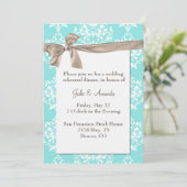 Elegante Aqua Damask Probe Einladung (Stehend Vorderseite)
