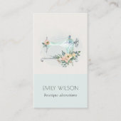 Elegante Aqua Gray Nähmaschine Blumenmatte Visitenkarte (Vorderseite)