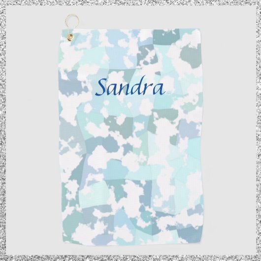 Elegante Aqua Gray und White Abstrakt Geometric Golfhandtuch