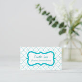 Elegante Aqua Pattern Business Card Visitenkarte (Stehend Vorderseite)