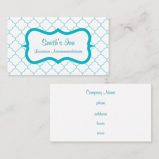 Elegante Aqua Pattern Business Card Visitenkarte (Vorne/Hinten)