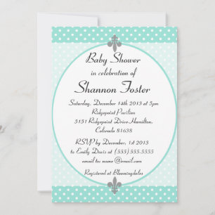 Elegante Aqua Polka Dots Babydusche Einladung