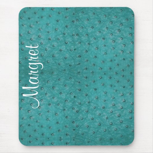 Elegante Aqua-Strauß-Leder-Blick-Mausunterlage Mousepad (Vorne)