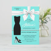 Elegante Aqua Trendy Tiffany Einladung zum Geburts (Stehend Vorderseite)