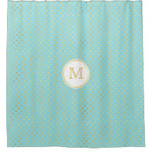 Elegante Aqua- und Goldpolka-Punkte mit Monogramm