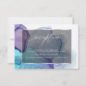 Elegante Aqua und tiefer Lila Empfang Einladung (Vorderseite)