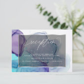 Elegante Aqua und tiefer Lila Empfang Einladung (Stehend Vorderseite)