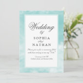 Elegante Aqua Watercolor Einladung zur Hochzeit (Stehend Vorderseite)