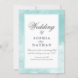 Elegante Aqua Watercolor Einladung zur Hochzeit