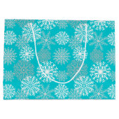 Elegante Aqua White Gold Winter Snowflake Weihnach Große Geschenktüte (Rückseite)