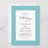 Elegante Aqua & White Wedding Moderne Kalligraphie Einladung (Vorderseite)