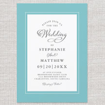 Elegante Aqua & White Wedding Moderne Kalligraphie