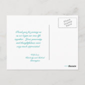 Elegante Aqua Wirbel Hochzeit danke Postkarte (Rückseite)