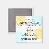 Elegante Aqua Yellow Floral Burst Save the Date Magnet (Vorderseite/Rückseite)