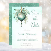 Elegante Aquamarin Bauble Holiday Wedding Save the Date