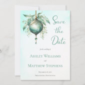 Elegante Aquamarin Bauble Holiday Wedding Save the Date (Vorderseite)