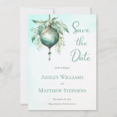 Elegante Aquamarin Bauble Holiday Wedding Save the Save The Date (Vorderseite)