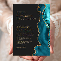 Elegante Aquamarin Blue Agate Gold Wedding