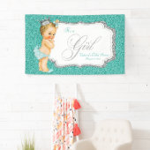 Elegante Aquamarin Blue Baby Dusche Banner (Insitu)