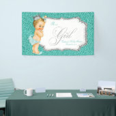 Elegante Aquamarin Blue Baby Dusche Banner (Messeveranstaltung)