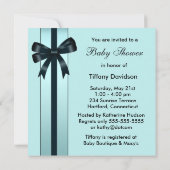 Elegante Aquamarin Blue Baby Dusche Einladung (Rückseite)