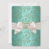 Elegante Aquamarin Blue Birthday Party Damask Crea Einladung (Rückseite)