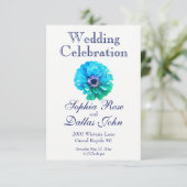 Elegante Aquamarin Blue Blues Blume Daisy Einladung (Stehend Vorderseite)