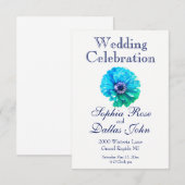 Elegante Aquamarin Blue Blues Blume Daisy Einladung (Vorne/Hinten)