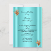 Elegante Aquamarin Blue Bronze Brown Gold Geburtst Einladung (Rückseite)