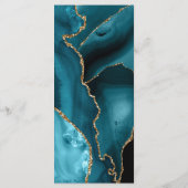 Elegante Aquamarin Blue Gold Agate Dark Wedding Menükarte (Rückseite)